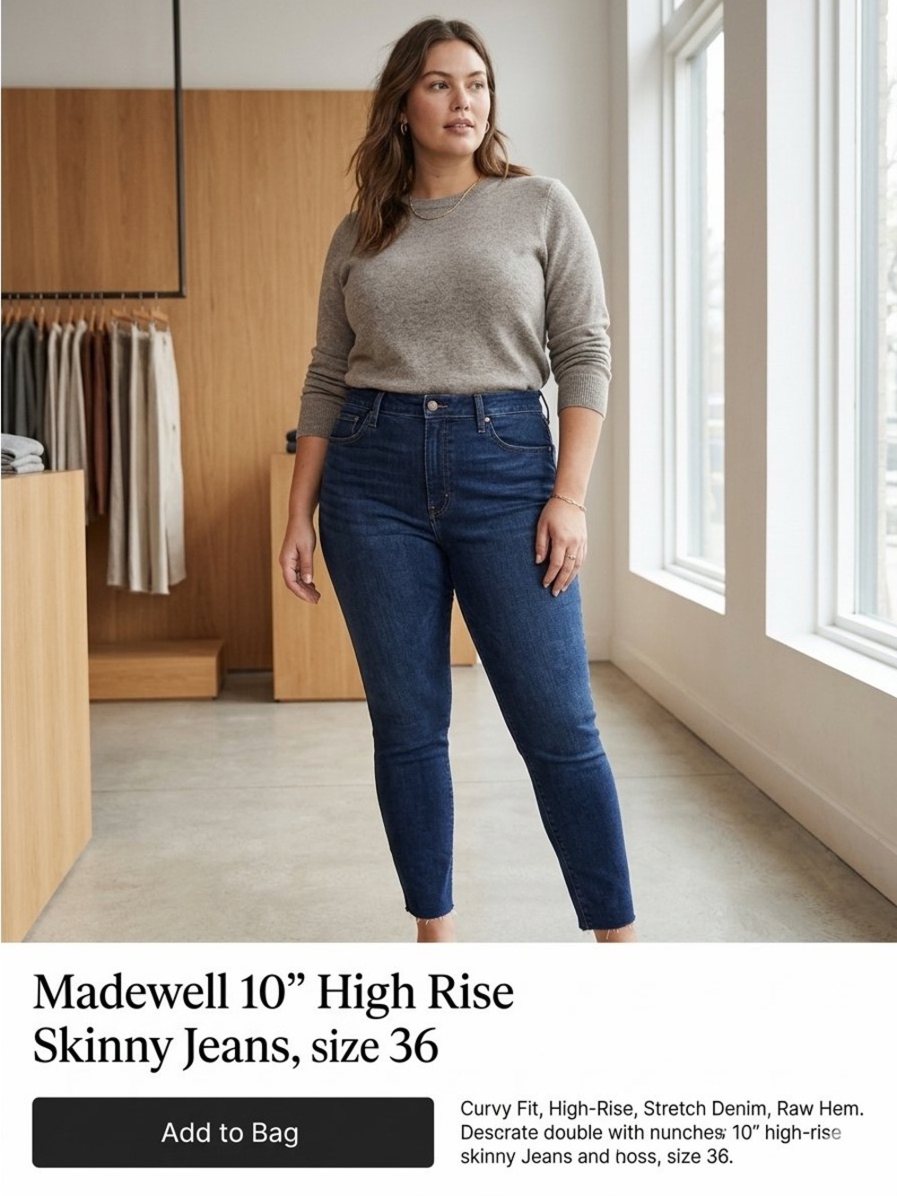 Madewell 10” High Rise Skinny Jeans Size 36
